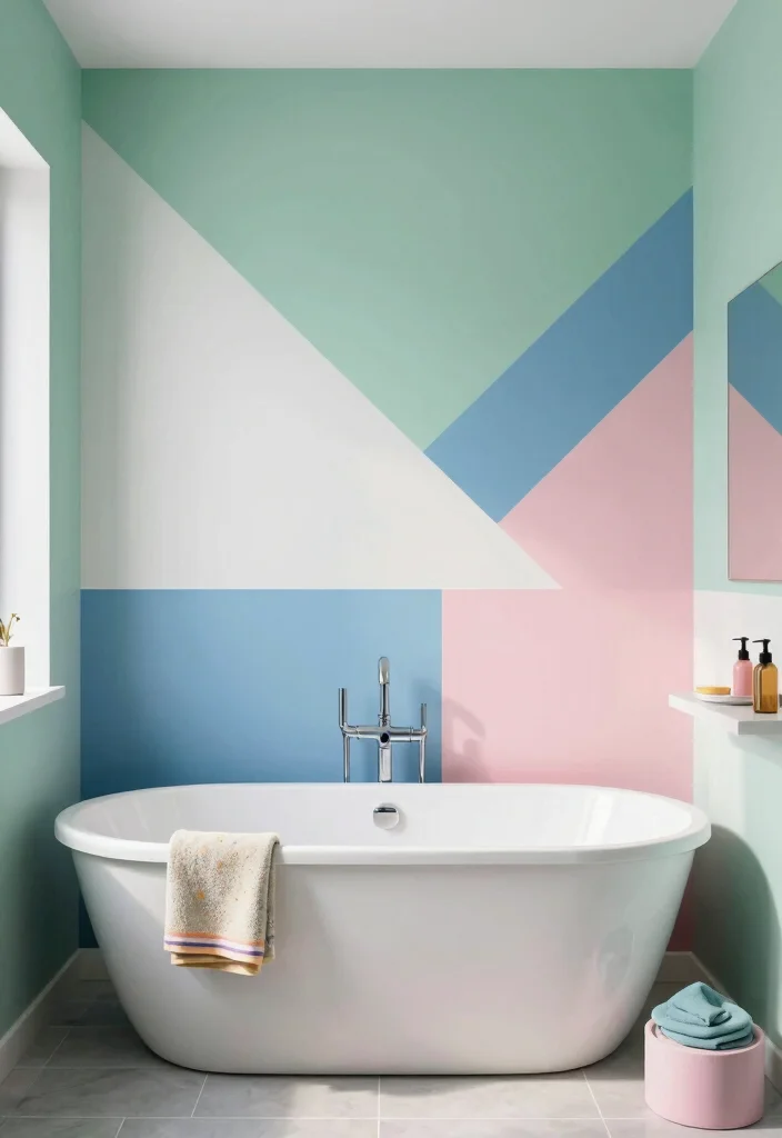 15 Bathroom Accent Wall Ideas That Make the Space Pop 29 15 Bathroom Accent Wall Ideas That Make the Space Pop 9. Color Blocked Walls 0